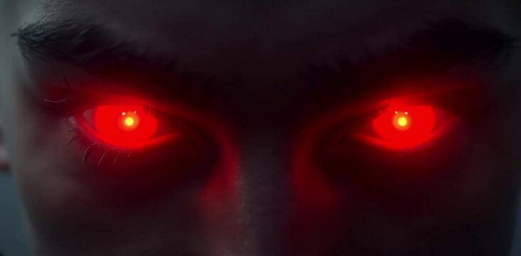 Glowing Red Eyes Intense Close Up Evil Stare Video