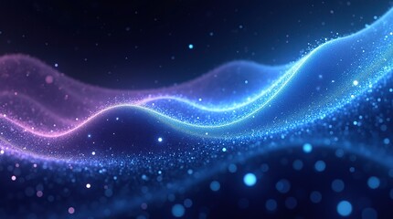 Abstract digital art, set against a background that graduates from a deep, electric blue to a rich, plum purple, evoke a sense of vibrancy and futuristic energy.