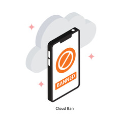 Cloud Ban Vector Filled Icon Style. Eps 10 File