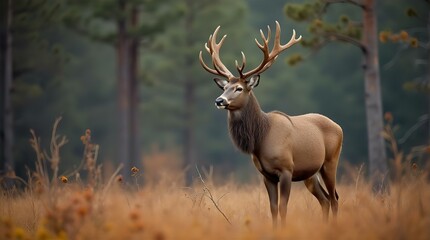 Majestic Red Deer Stag in Autumn Forest Landscape Photography Wildlife Nature Image