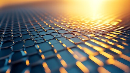 Obraz premium Abstract Grid Pattern with Golden Light Reflections