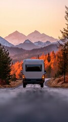 Campervan Road Trip  Autumn Mountain Scenery
