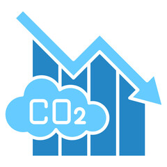 Obraz premium Low Emission dual tone blue color icon. use for modern concept, print, UI, UX kit, web and app development. Vector EPS 10, related to business, green industry, eco friendly and economy .