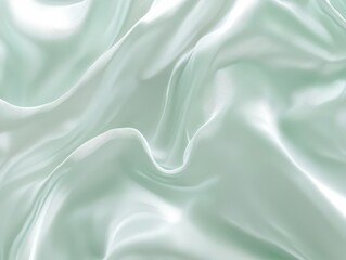 Obraz premium Flowing pastel seafoam satin fabric textiles showcase elegant design soft tones close-up view