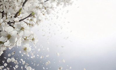 Spring Scene with Falling Sakura Petals and Soft Light