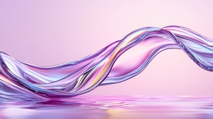 Iridescent liquid swirls on pink background; abstract design for website or ad