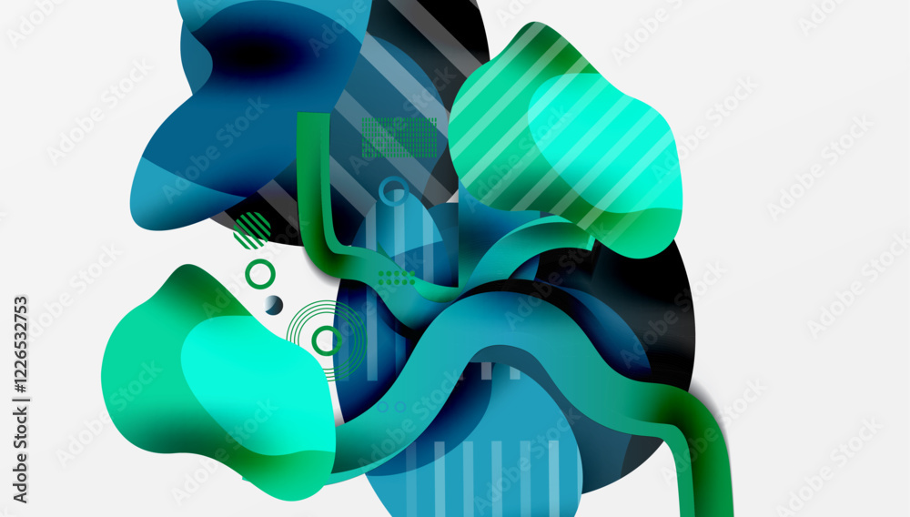 Poster abstract background - lines circles and liquid shapes