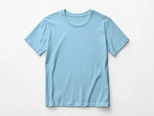 Naklejka premium Casual clothing display studio t-shirt soft pastel blue product photography minimalist style