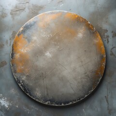 Circular Metallic Texture: A Symphony of Rust, Scratches, and Time on a Metal Surface