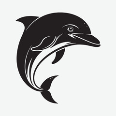 Download a high-quality black dolphin face silhouette vector art with a clean, minimalist design on a white background. Perfect for logos, wall art, and creative projects. Scalable and print-ready!
