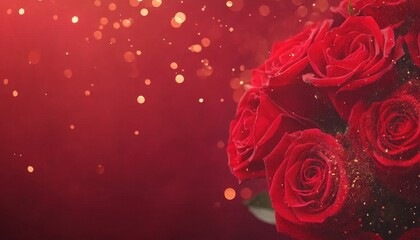 Romantic Red Rose Bouquet with Golden Glitter