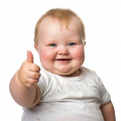 Funny baby with exaggerated facial expression and gesture