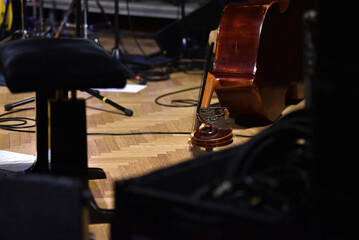 Double bass instrument on the stage