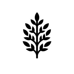 Simple Plant Icon: A minimalist black and white illustration of a stylized plant with multiple leaves, perfect for eco-friendly branding or botanical designs. 