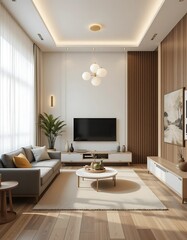Modern minimalist living room interior design features