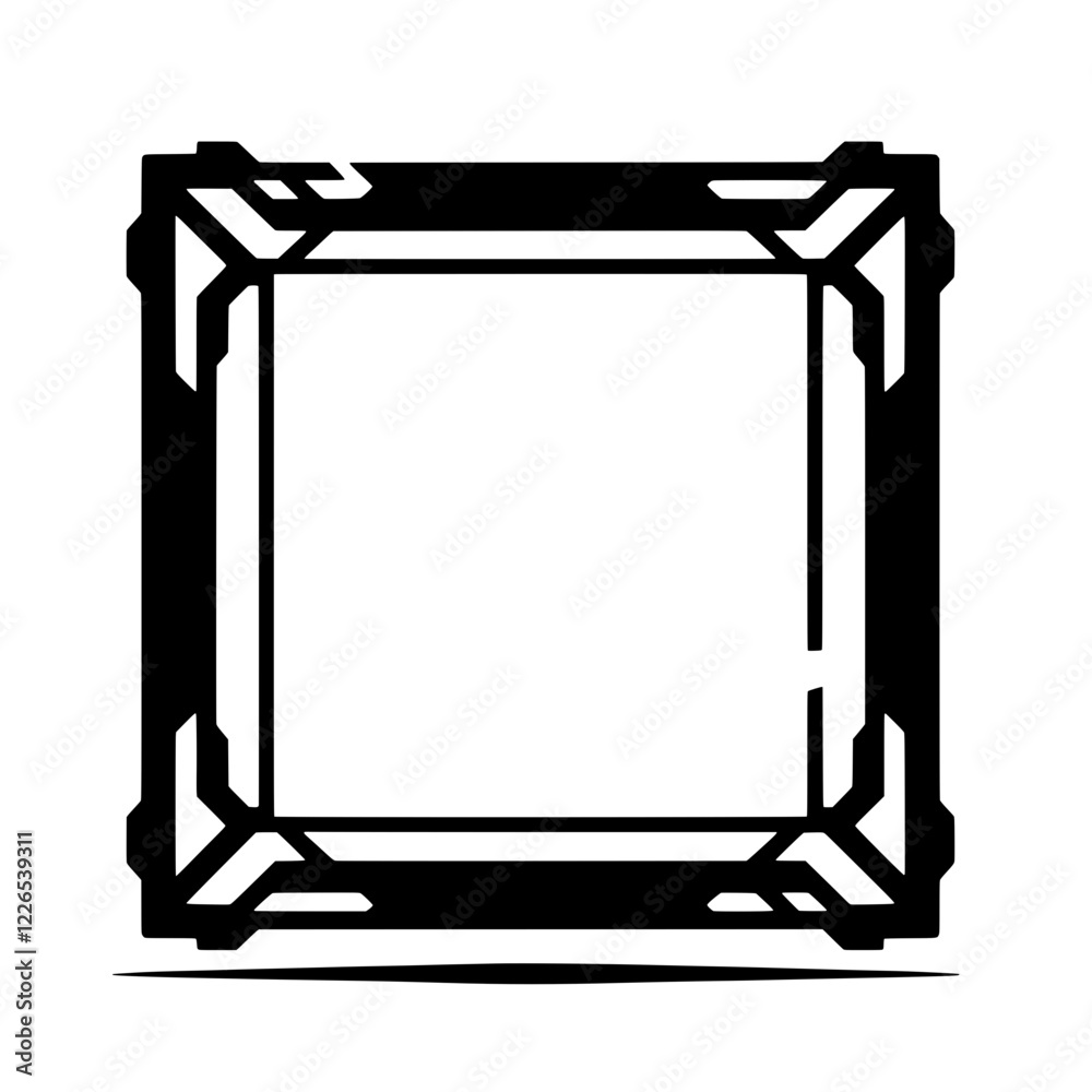 Poster geometric frame: a bold, black geometric frame with sharp angles and a minimalist design, perfect fo