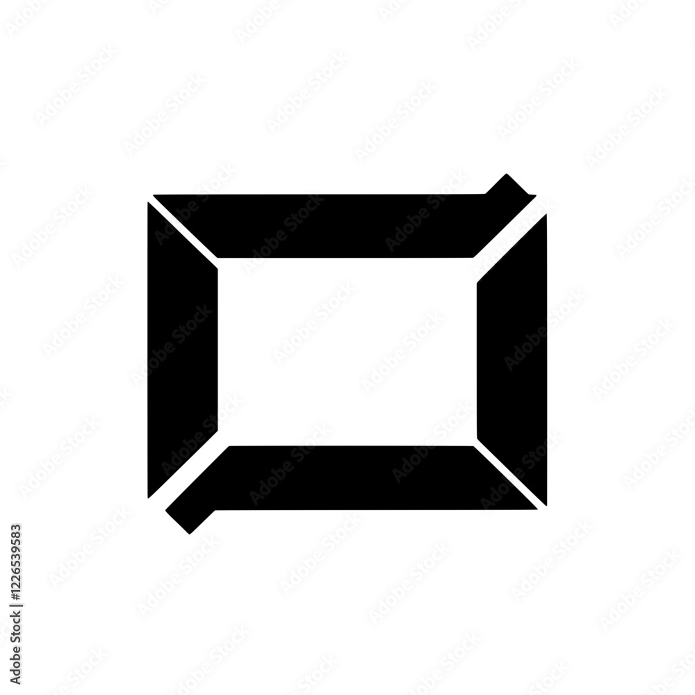 Poster geometric frame: a minimalist black and white illustration of a frame with a sharp and angular geome