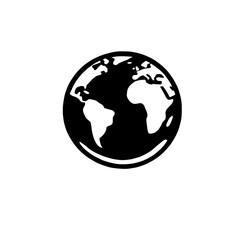 Global Icon: A simple yet powerful illustration of the Earth, depicted in a bold black and white style. Perfect for representing global connectivity, environmental awareness.