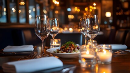 Obraz premium Intimate dinner wine & candles