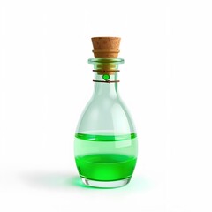 Enigmatic Green Potion in a Glass Vial Sealed with Cork and Wire