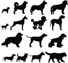 Dog Silhouettes Minimalist Canine Breeds for Modern Design & Art