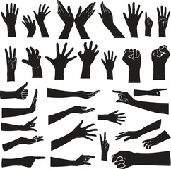 Hand Gesture Silhouettes Minimalist Expressive Signs for Modern Design Art
