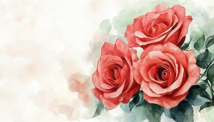 Obraz premium Watercolor Painting of Three Delicate Pink and Red Roses
