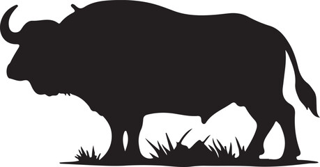 wild buffalo animal silhouette logo, icon design vector illustration