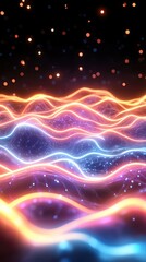 Vibrant waves of light with glowing colors.