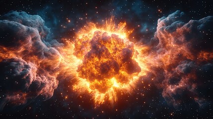 Fototapeta premium Cosmic explosion in deep space with vibrant hues.