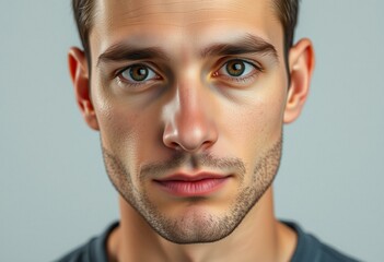 Obraz premium Male portrait with neutral background and focused eyes