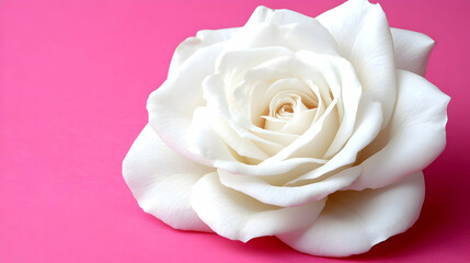 Fototapeta premium Pink backdrop white rose bloom close-up