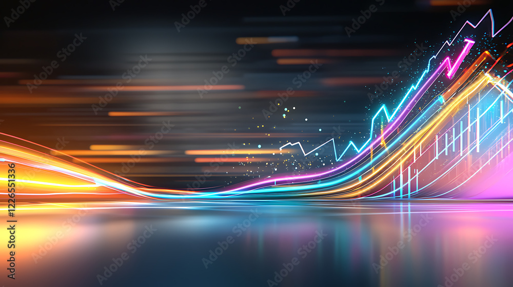 Poster dynamic data visualization with vibrant graphs digital realm abstract graphics futuristic environmen