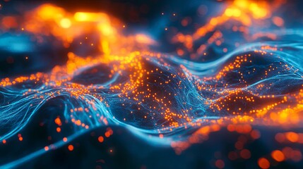 Digital data flow abstract illustration virtual space graphic design high-definition