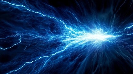 Fototapeta premium Abstract Blue Electric Discharge Energy Burst Composition, Lightning, Power, electricity electric storm, energy burst