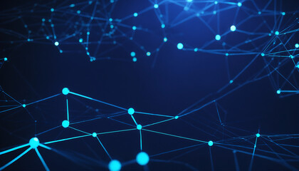 Dark Blue tech Background with network nodes on the technology, Created using Generative Ai