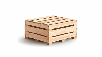 Wooden crate on pallet, isolated on white background, for shipping and logistics