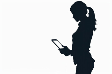 Silhouette of a Woman Using a Tablet: A Modern Business Professional