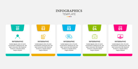 Infographic design with icons and 5 options or steps. Infographics business concept. Can be used for info graphics, flow charts, presentations, web sites