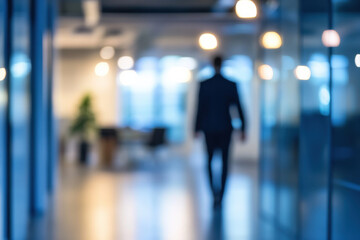 Blurred photo of a businessman in the office