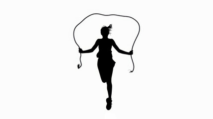 Silhouette of a Girl Jump Roping: A Dynamic Fitness Image
