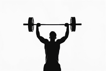 Powerful Silhouette of Weightlifter: Strength, Fitness, and Determination in a Striking Black and White Image