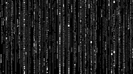 A classic black and white illustration of a glitching matrix exuding a timeless and elegant aesthetic.