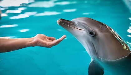 Naklejka premium Playful Dolphin Reaching Out for a Friendly Handshake