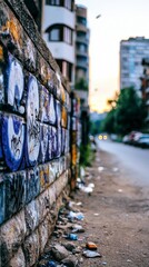Fototapeta premium Urban Graffiti Wall City Street Art Decay Chaos Brick Texture Grunge Background