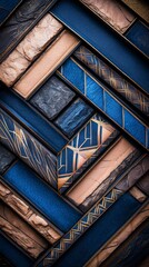 Obraz premium Abstract Geometric Background Navy Blue Gold Stone Texture