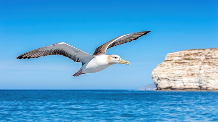 group of albatrosses soaring gracefully over ocean, showcasing their wingspan