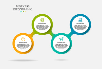 infographic label design template with modern circle layout. Business concept with 4 steps, options.