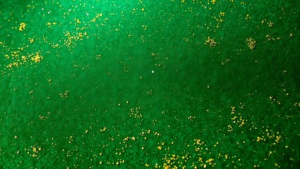 Glittery emerald green background with gold sparkle accents, luxurious texture for artistic modern designs