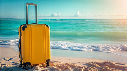 Yellow Luggage Suitcase Wheeled Luggage Vacation Gear Fashion Accessories Luxury Travel Beach bay